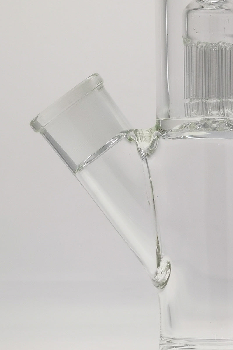 Close-up of TAG 13" Straight Tube Bong with 8 Arm Tree Percolator and Clear Glass Downstem