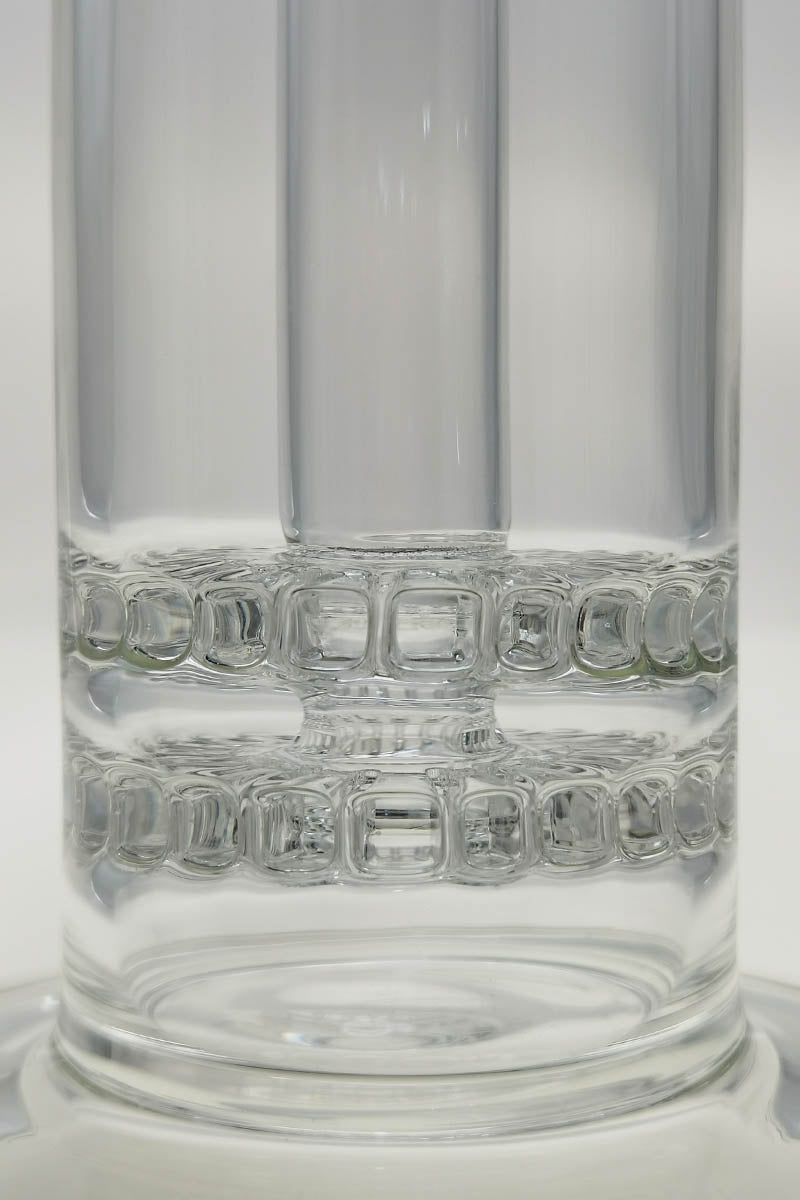 TAG 13" Clear Double Ratchet Bubbler Close-up, Heavy Wall Glass Construction