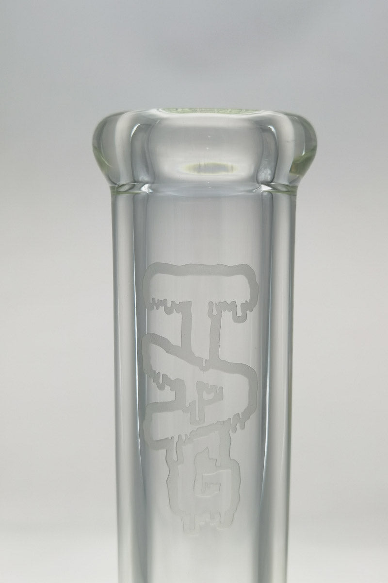 TAG 14" Clear Beaker Bong with Blue Accents and 50x9MM Glass, Front View