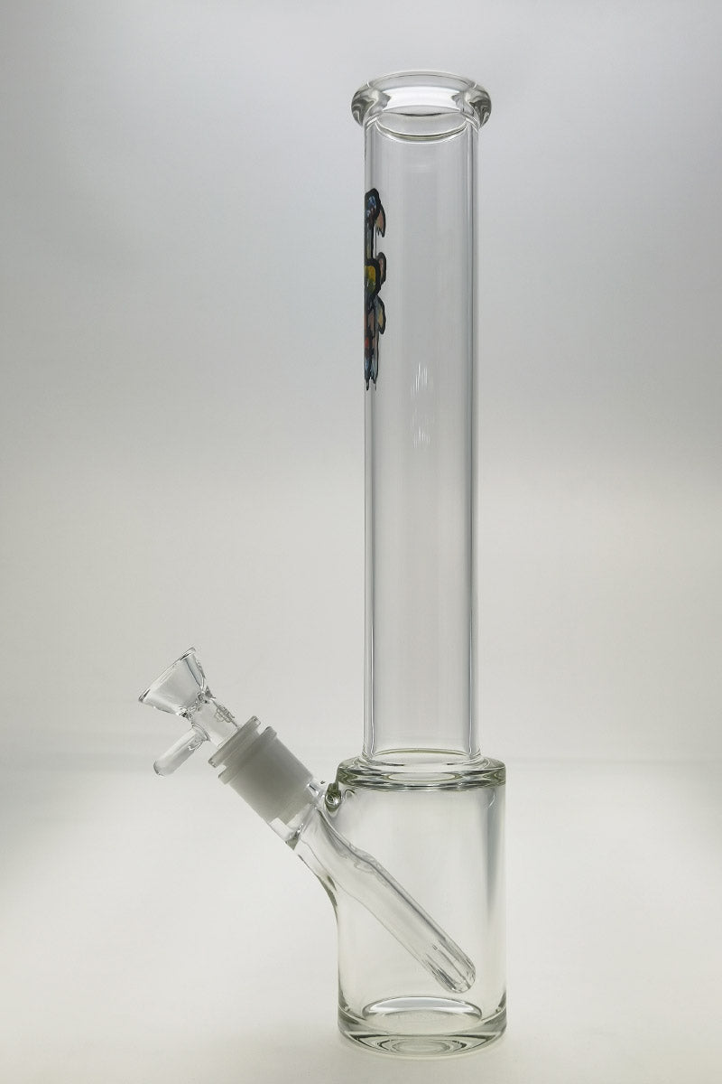 TAG 14" Beaker Bong with 18/14MM Downstem, Clear Glass, Front View on White Background