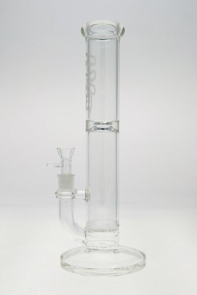 Thick Ass Glass 14" Bong with Honeycomb Percolator, Splash Guard, Ice Catcher, and Quartz Bowl, Side View