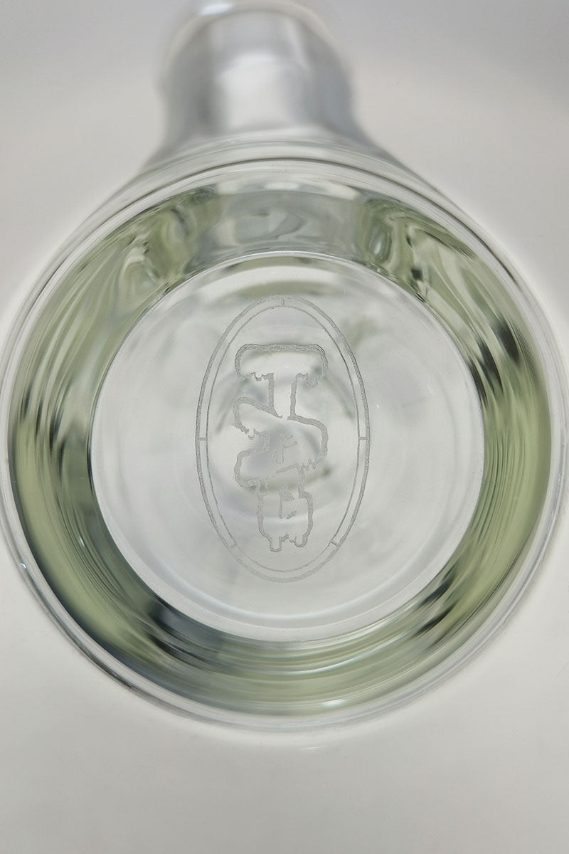 TAG 14" Straight Tube Bong Top View, Clear 50x5MM Glass, 18/14MM Downstem