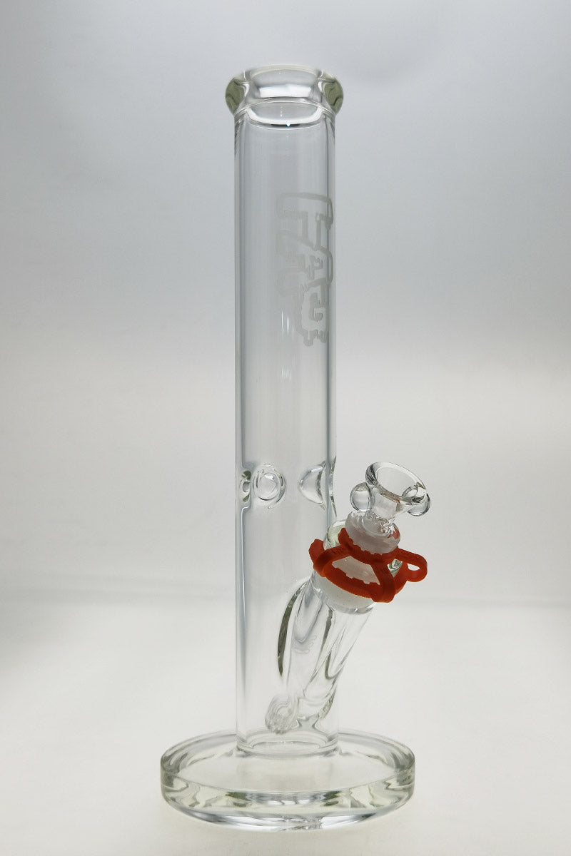 TAG 14" Straight Tube Bong 50x5MM with Clear Glass and 18/14MM Downstem Front View