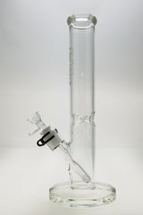 TAG 14" Clear Straight Tube Bong with 18/14MM Downstem, Front View on White Background