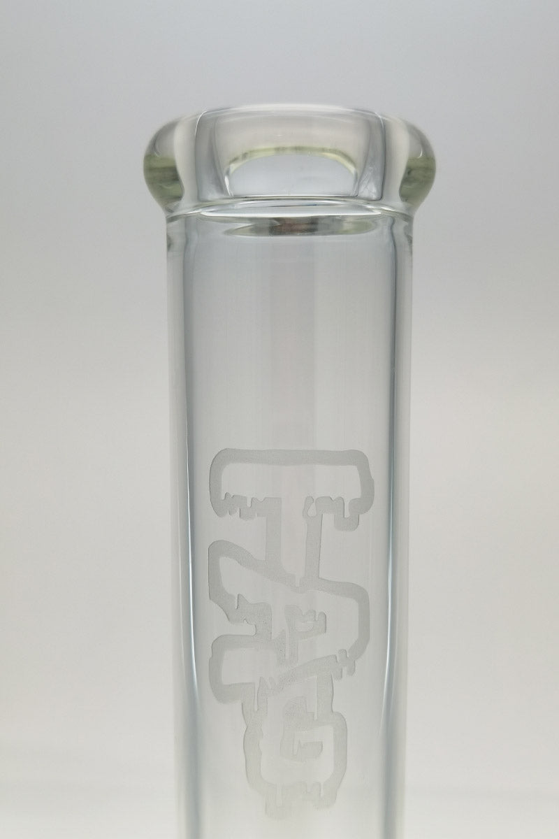 TAG 14" Straight Tube Bong, 50x5MM, Clear Glass, 18/14MM Downstem, Front View