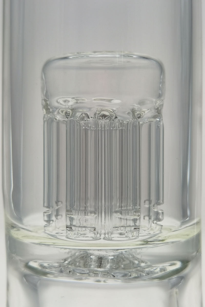 Close-up of TAG 14" Beaker Bong with 8 Arm Tree Percolator in Clear Glass