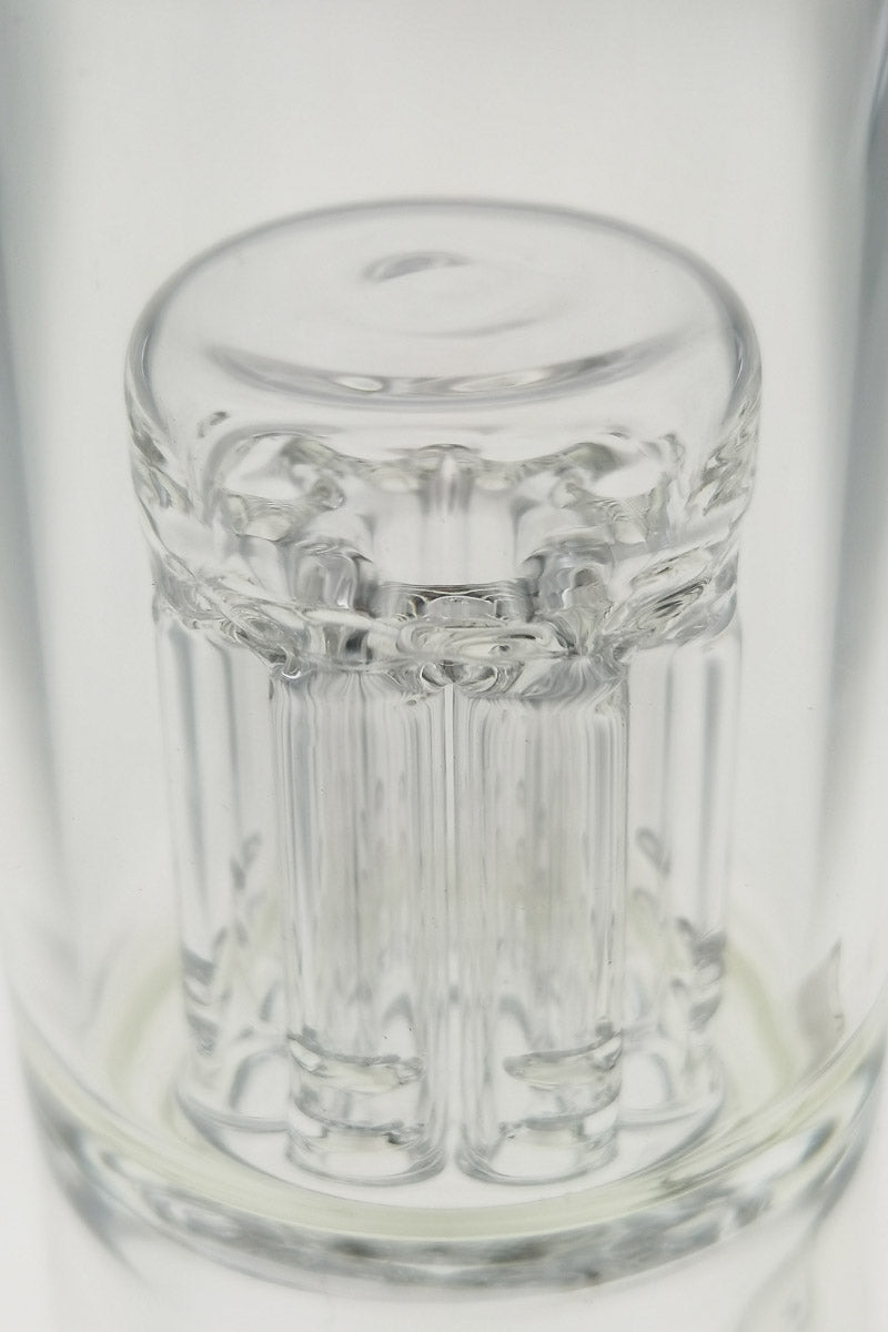 Close-up view of TAG 14" Beaker Bong with 8 Arm Tree Percolator, 50x7MM thick glass
