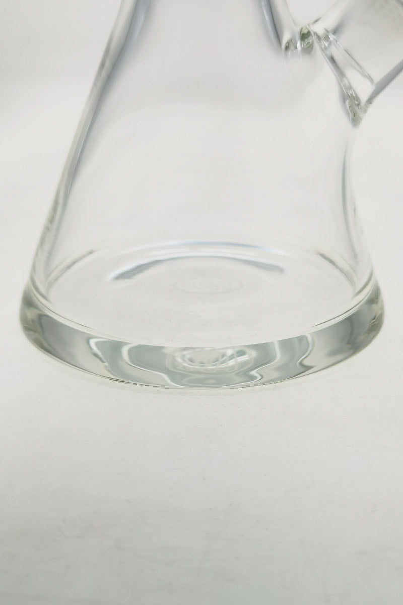 Close-up of TAG 14" Beaker Bong base with 8 Arm Tree Percolator, 50x7MM thickness, clear glass