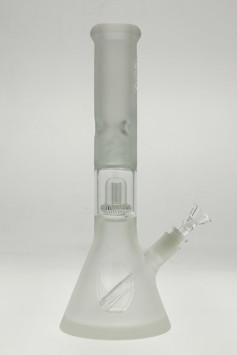 TAG 14" Super Slit UFO Beaker Bong with durable 7mm thickness and 18/14MM downstem, front view.
