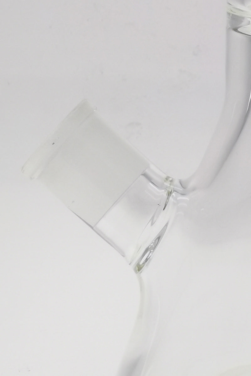 Close-up of TAG 14" Super Slit UFO Beaker's 18/14MM downstem with 7mm thickness and clear glass