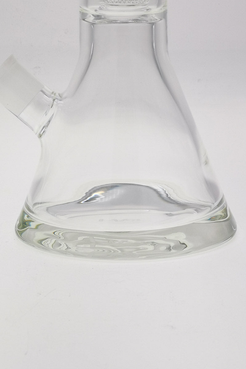 TAG - 14" Super Slit UFO Beaker Bong base close-up, 50x7MM thick glass, clear design