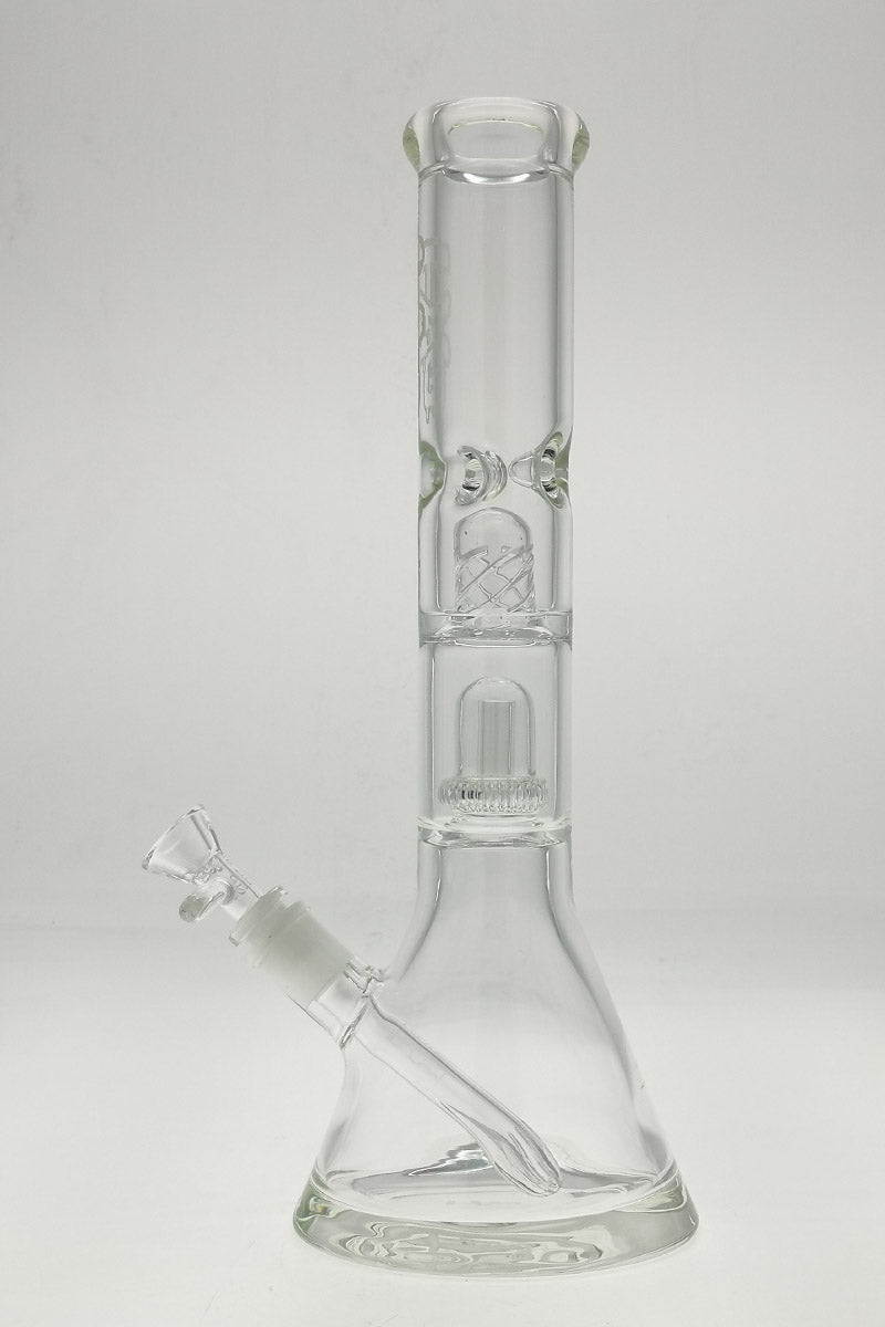TAG 14" Super Slit UFO Beaker Bong front view with clear glass and 18/14MM downstem