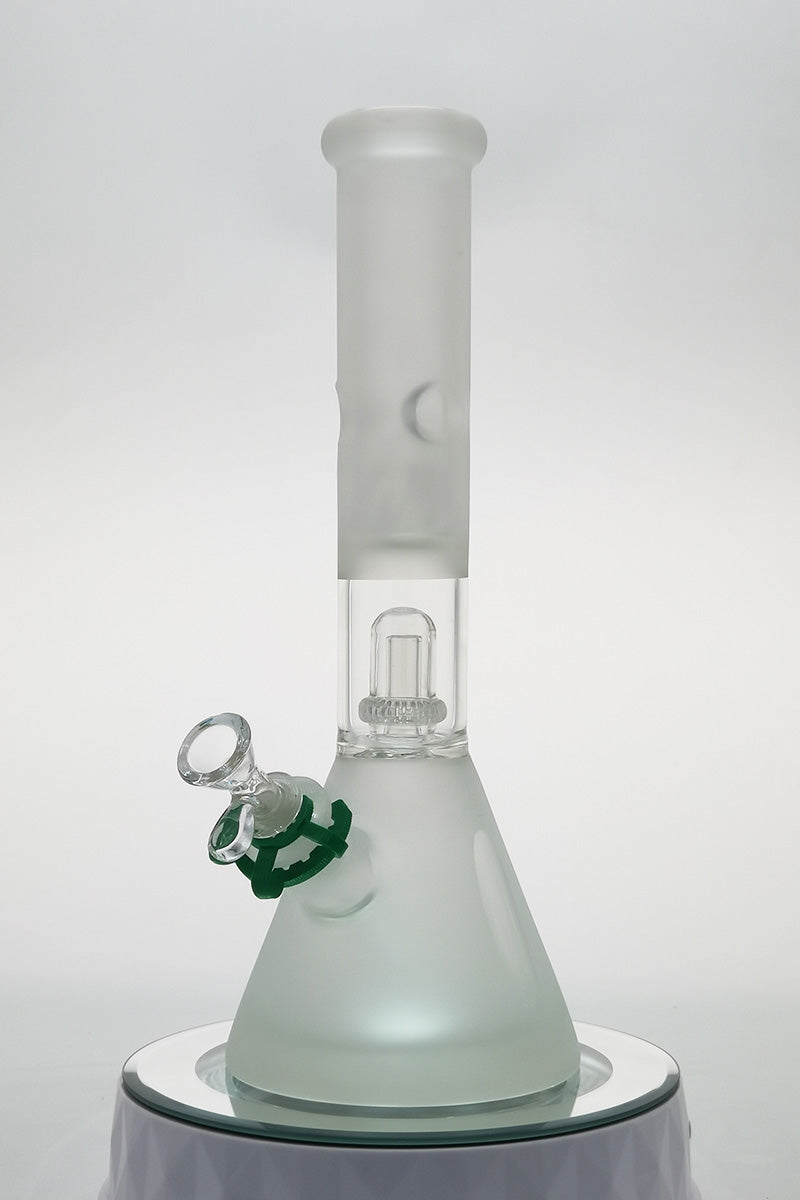TAG 14" Super Slit UFO Beaker Bong with Sandblasted Design, Front View on White Background
