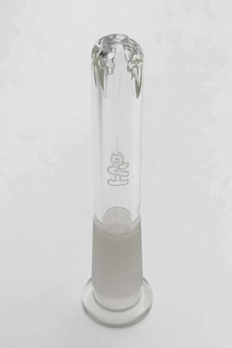 Thick Ass Glass Quartz Downstem with Showerhead Percolator, 14mm to 10mm, Front View
