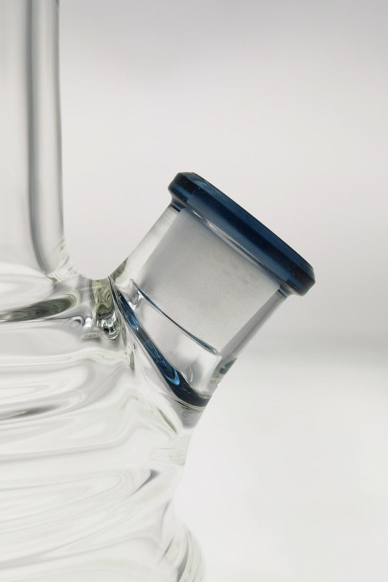 TAG 16" Beaker Bong close-up showing the 18/14MM female joint and thick 7mm glass