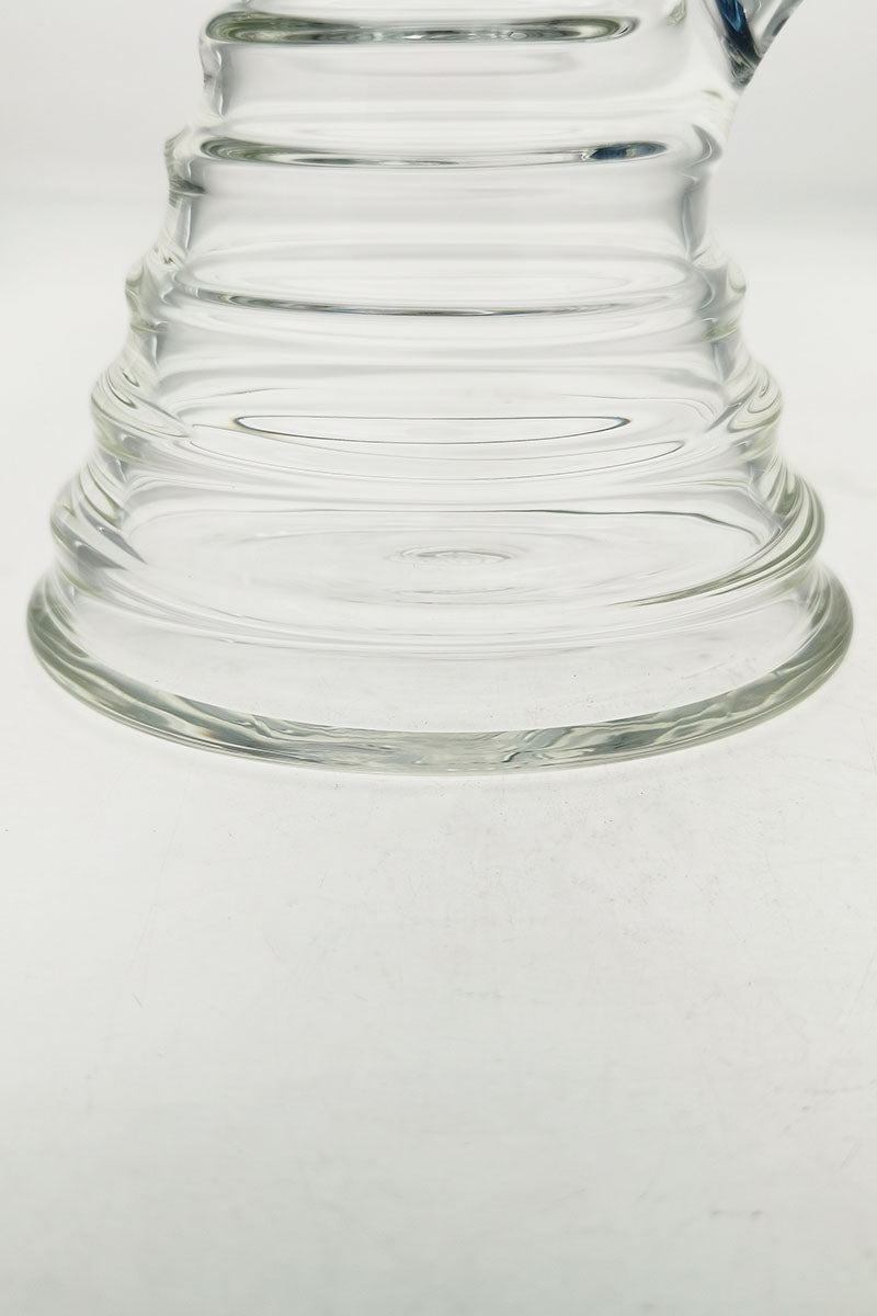 Close-up of TAG 16" Beaker Bamboo Bong base, 7mm thick quartz glass, 18/14MM downstem