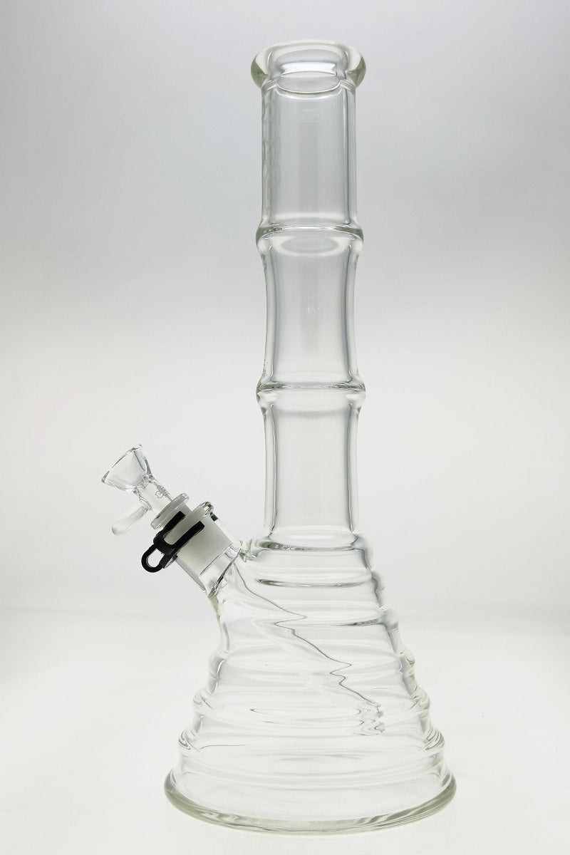 Thick Ass Glass 16" Bamboo Beaker Bong, 7MM Quartz, Clear with 18/14MM Downstem, Front View