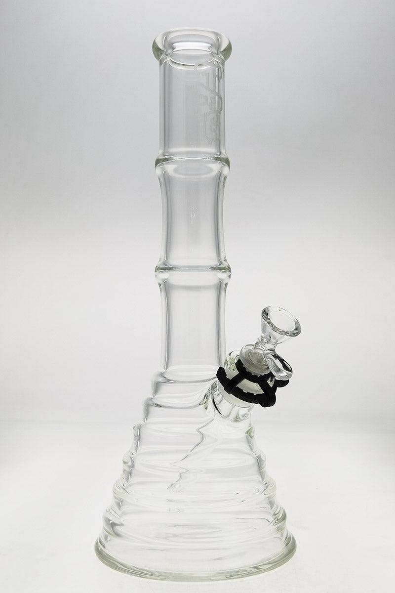 Thick Ass Glass 16" Clear Bamboo Beaker Bong with 7MM Quartz Downstem, Front View