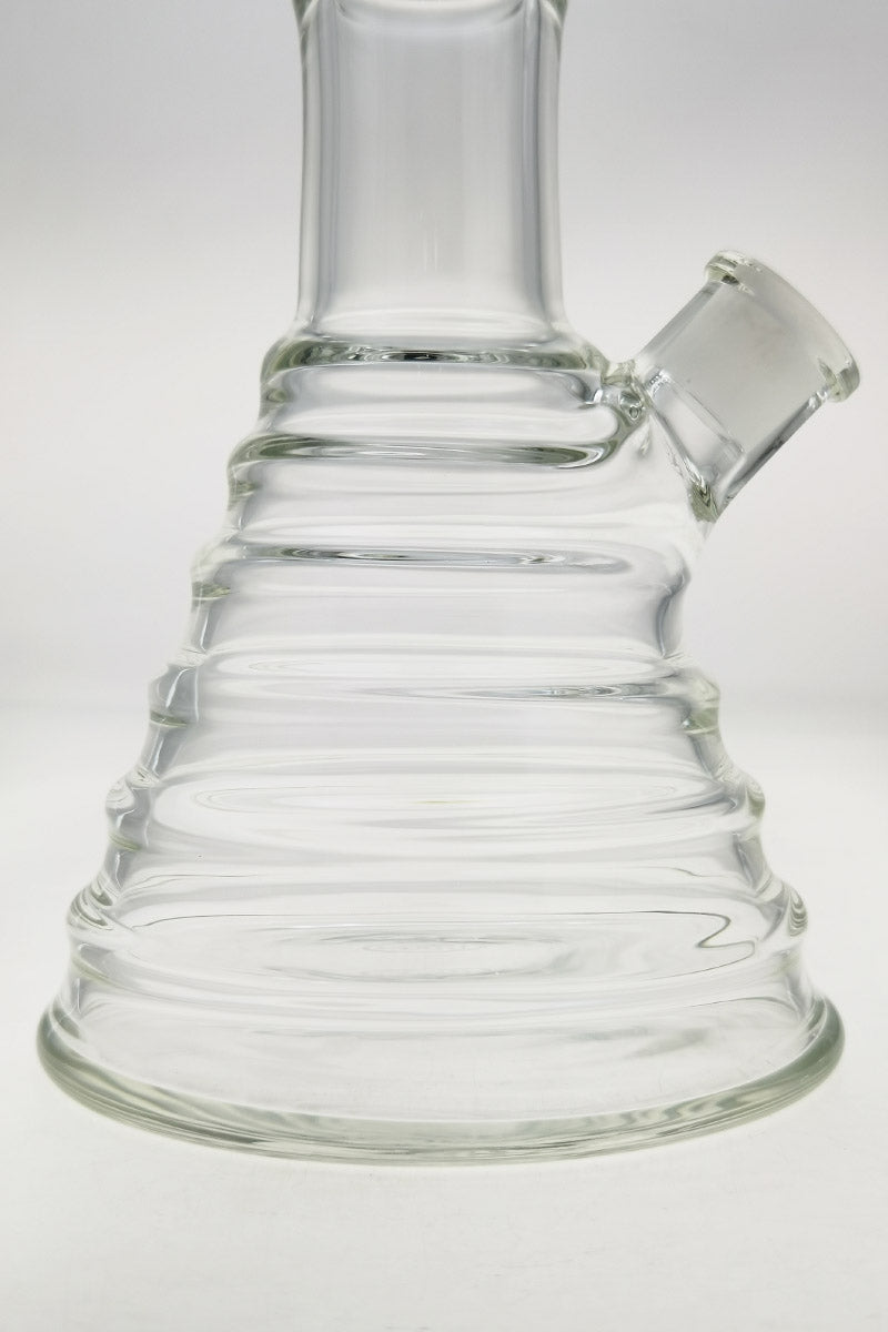 TAG 16" Beaker Bong with Bamboo Design, 50x7MM Thick Glass, 18/14MM Downstem, Close-up Side View