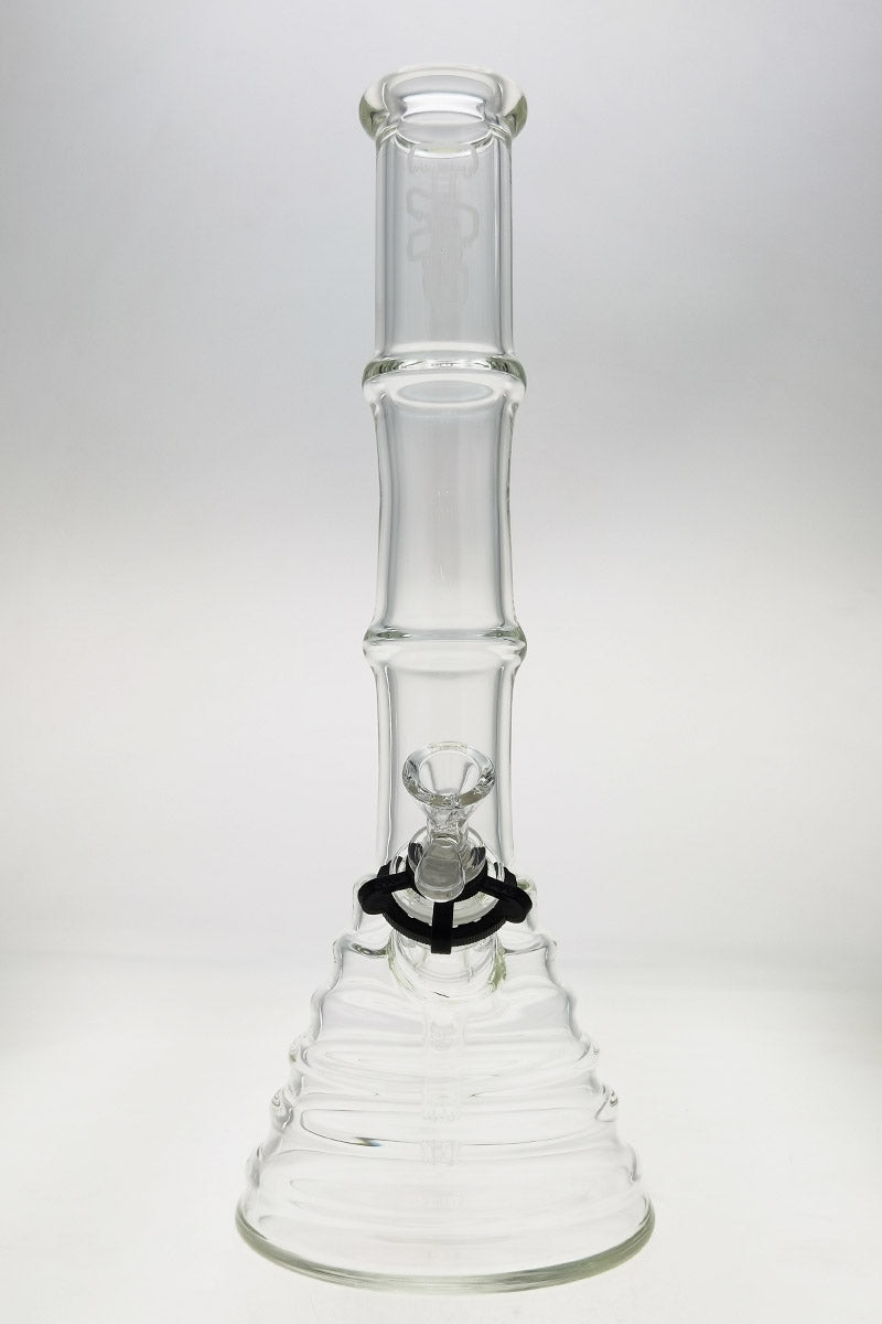 TAG 16" Beaker Bong Bamboo Design, 50x7MM Thick Glass, Front View with 18/14MM Downstem