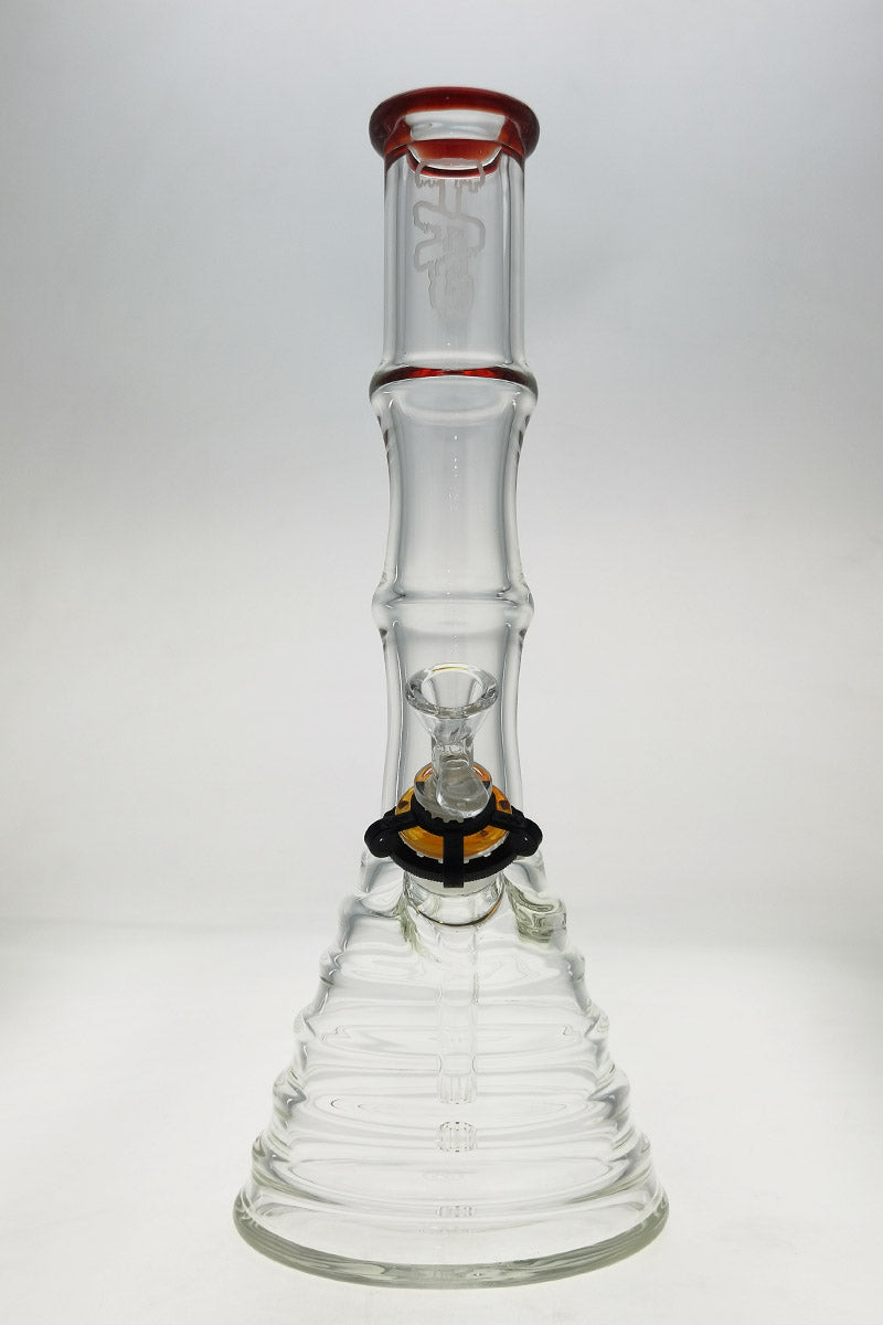 Thick Ass Glass 16" Bamboo Beaker Bong, 7MM Quartz, Clear with Black Accents, Front View