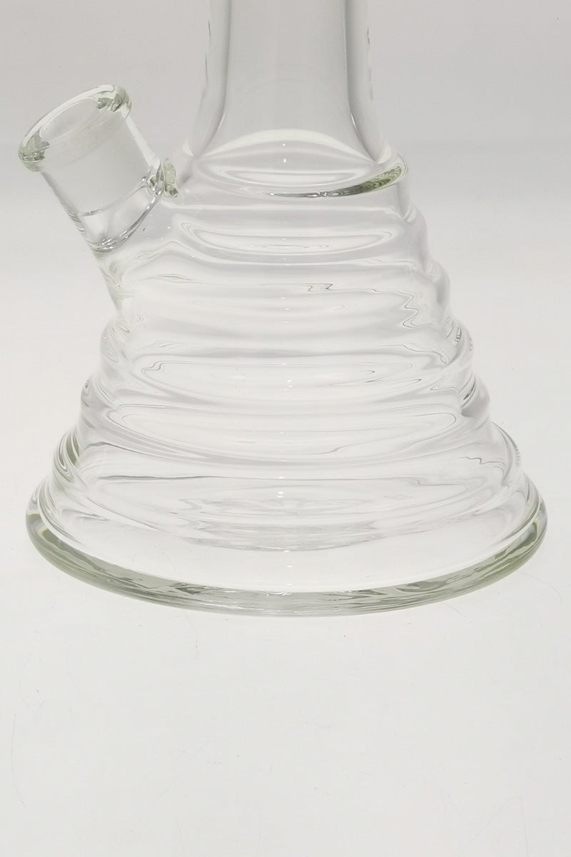 TAG 16" Beaker Bong Bamboo Design with 18/14MM Downstem, 7mm Thick Quartz, Close-up Side View