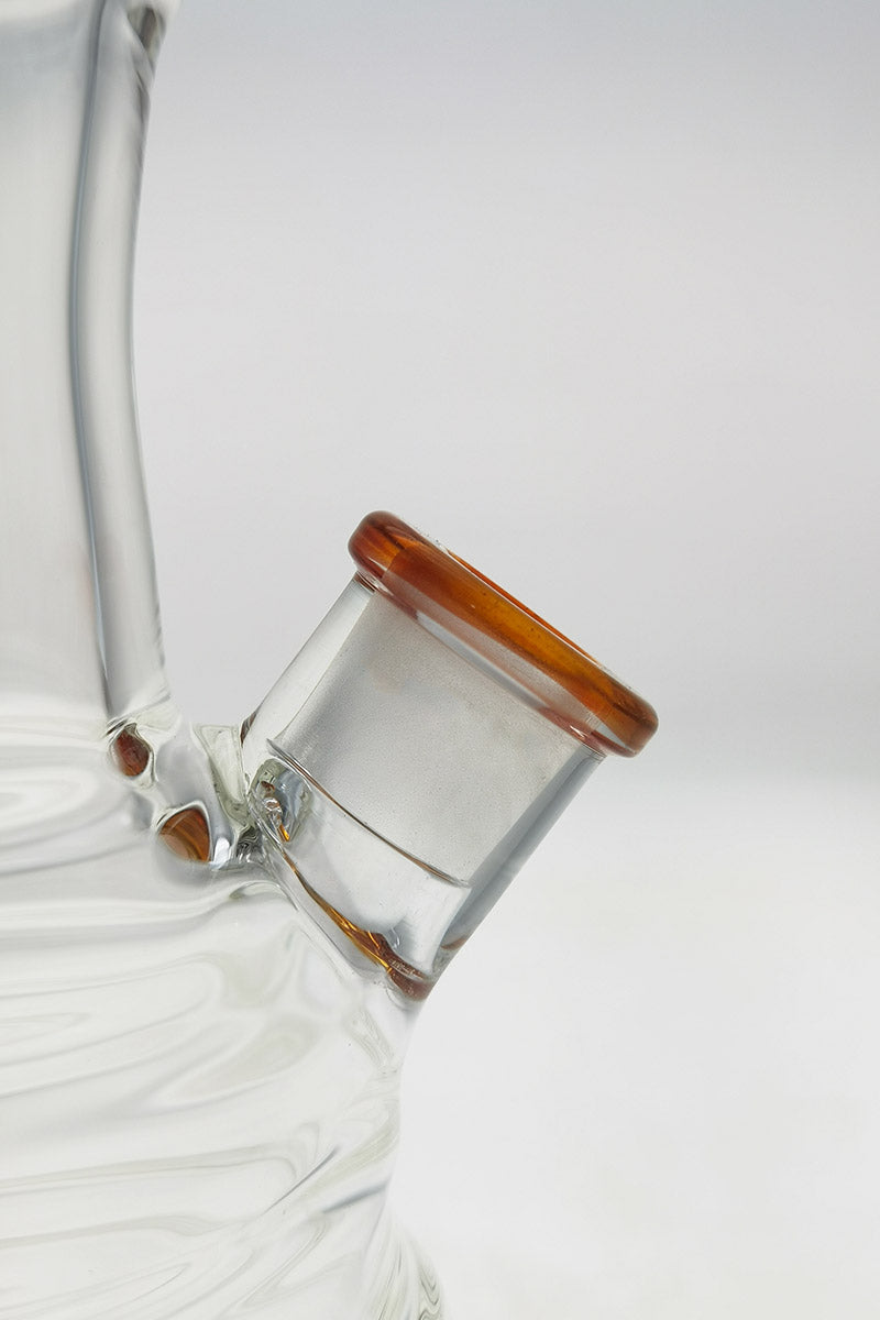 Close-up side view of TAG 16" Beaker Bamboo Bong with 18/14MM Downstem by Thick Ass Glass