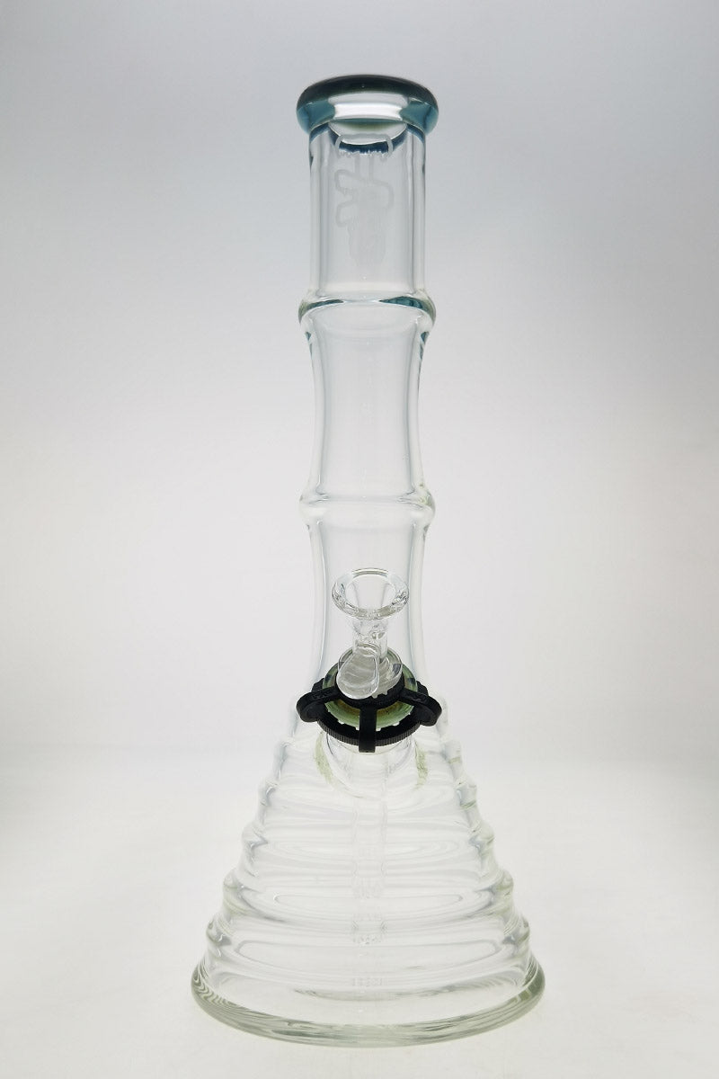 Thick Ass Glass 16" Bamboo Beaker Bong, 7MM Quartz, Clear Glass, Front View