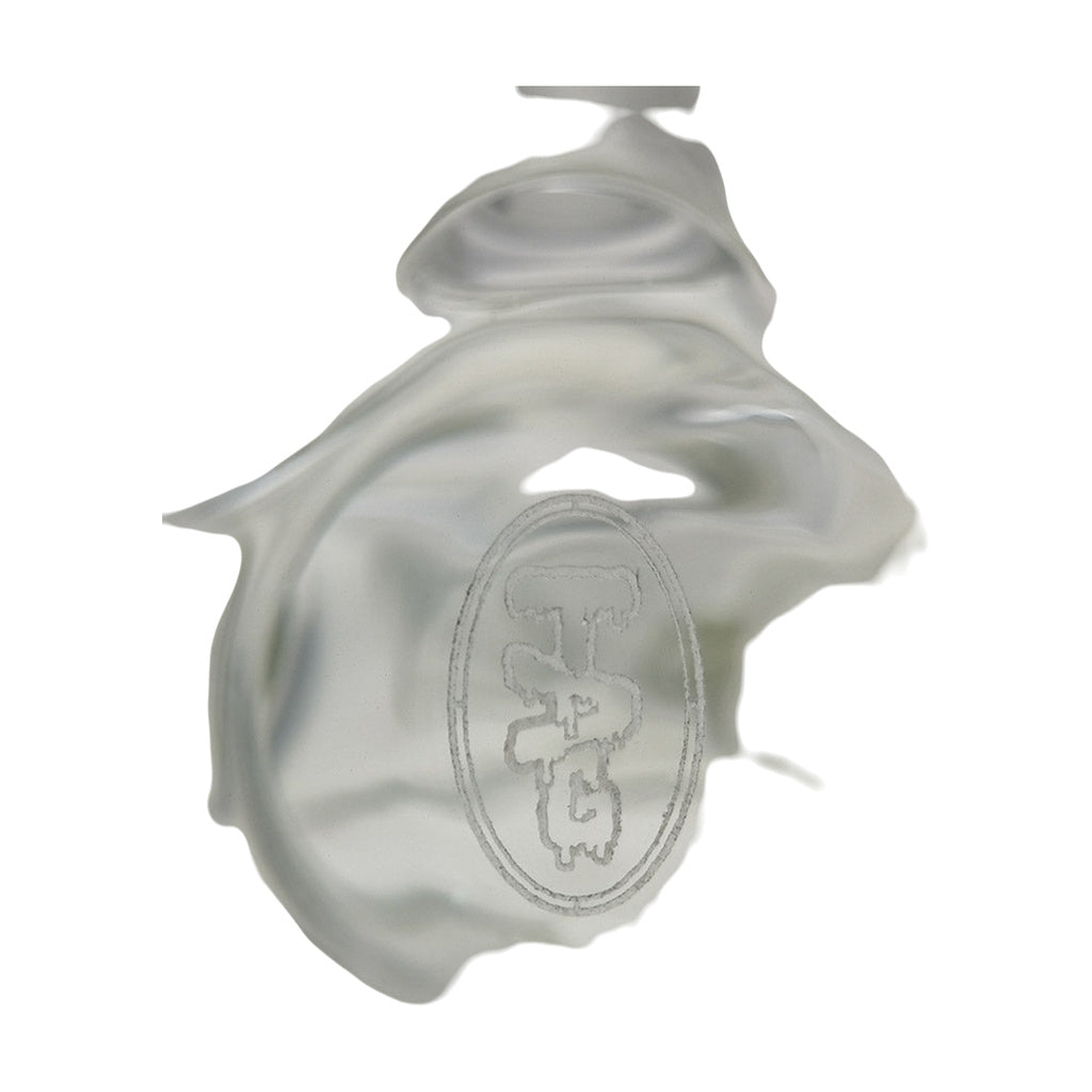 Close-up of TAG Beaker ZONG logo on 16" 50x7MM Glass Bong with 18/14MM Downstem