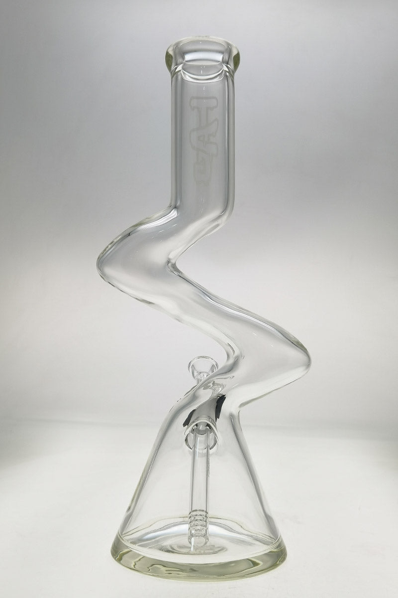 Clear Thick Ass Glass 16" Beaker ZONG Bong, 7MM thickness, 18/14MM Downstem, front view on white