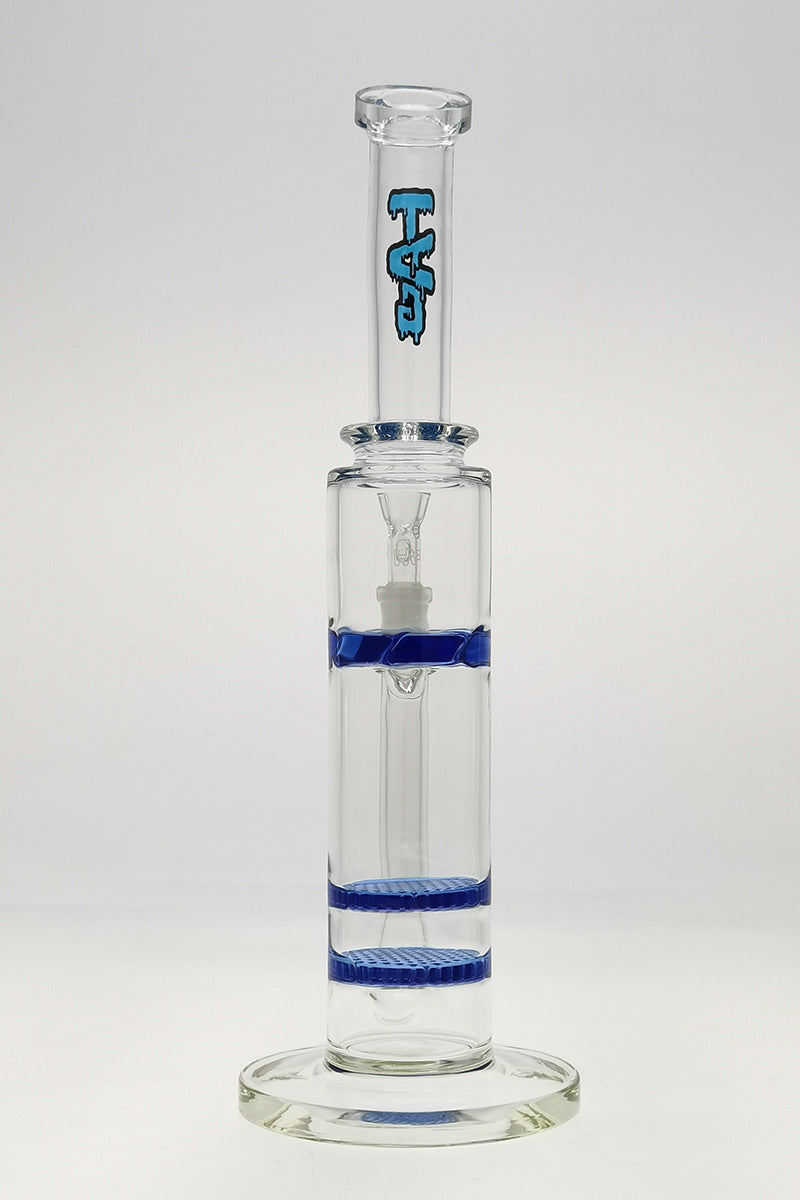 TAG 16" Bent Neck Bong with Double Honeycomb and Spinning Splash Guard, Front View