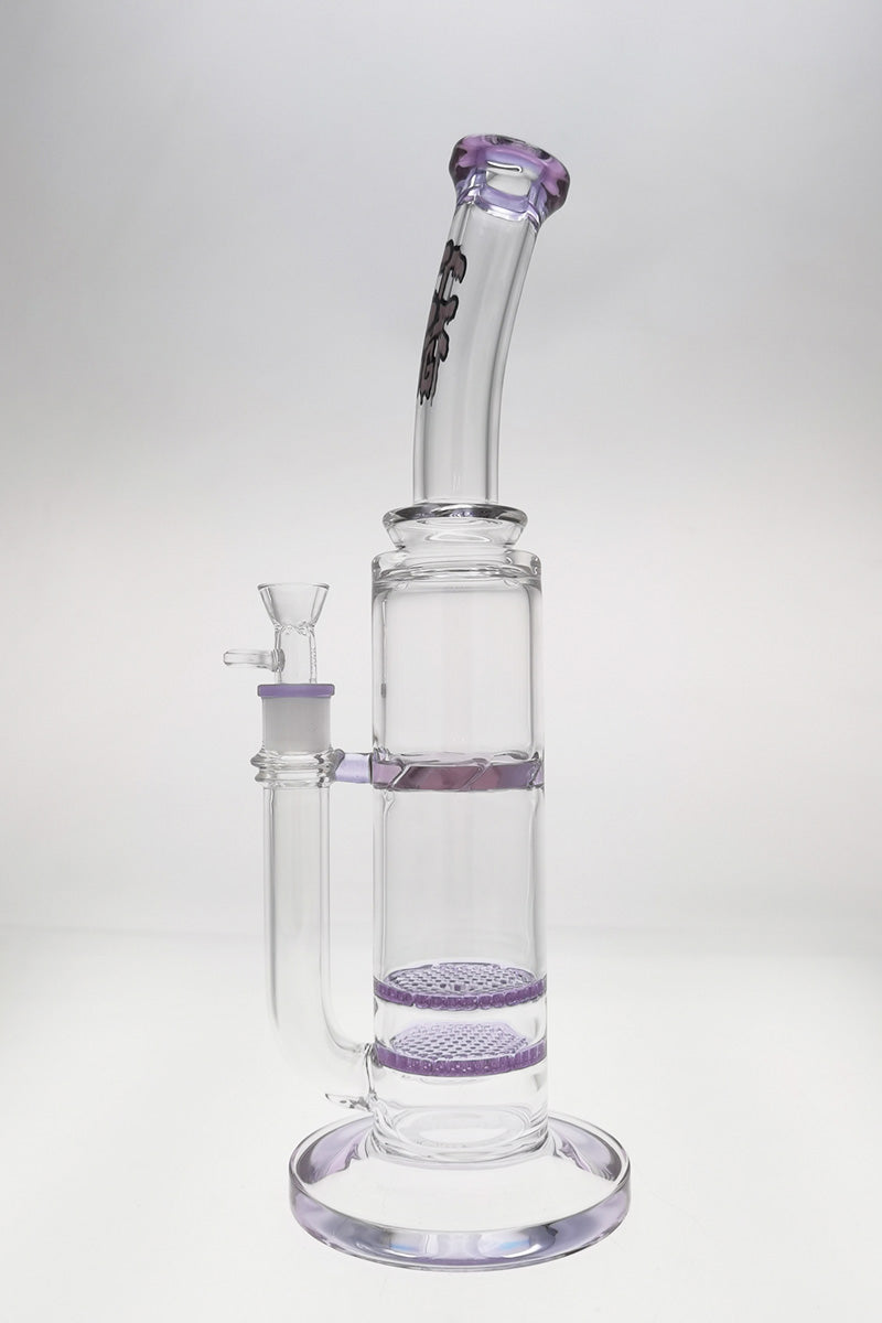 Thick Ass Glass 16" Double Honeycomb Bong with Spinning Splash Guard, Purple Accents