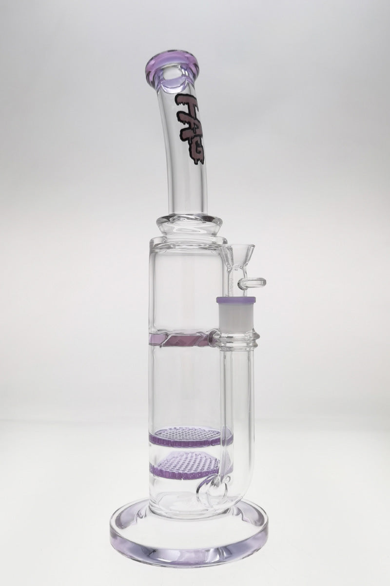 Thick Ass Glass 16" Double Honeycomb Bong with Spinning Guard in Clear and Purple
