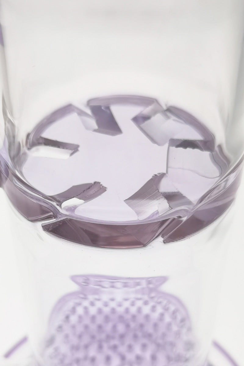 Close-up of TAG 16" Bent Neck Bong with Double Honeycomb and Spinning Splash Guard