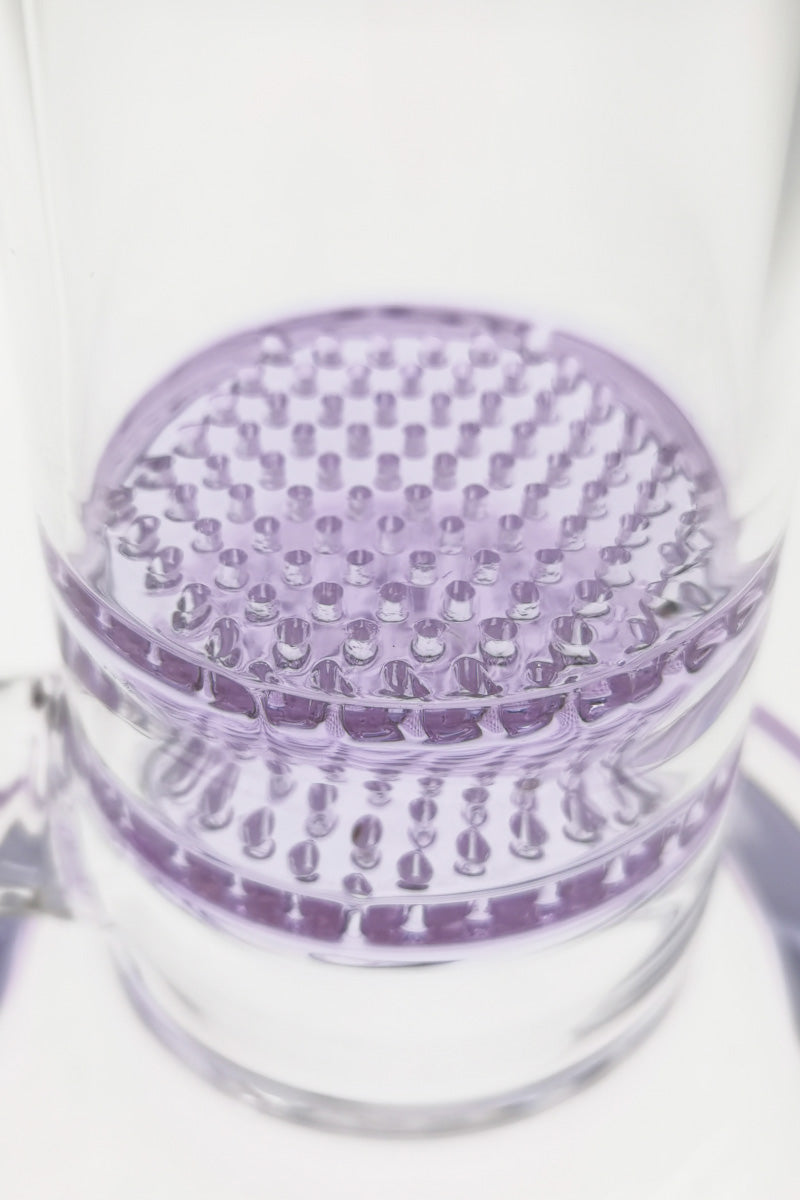 Close-up of TAG 16" Bent Neck Bong with Double Honeycomb Percolator and Splash Guard