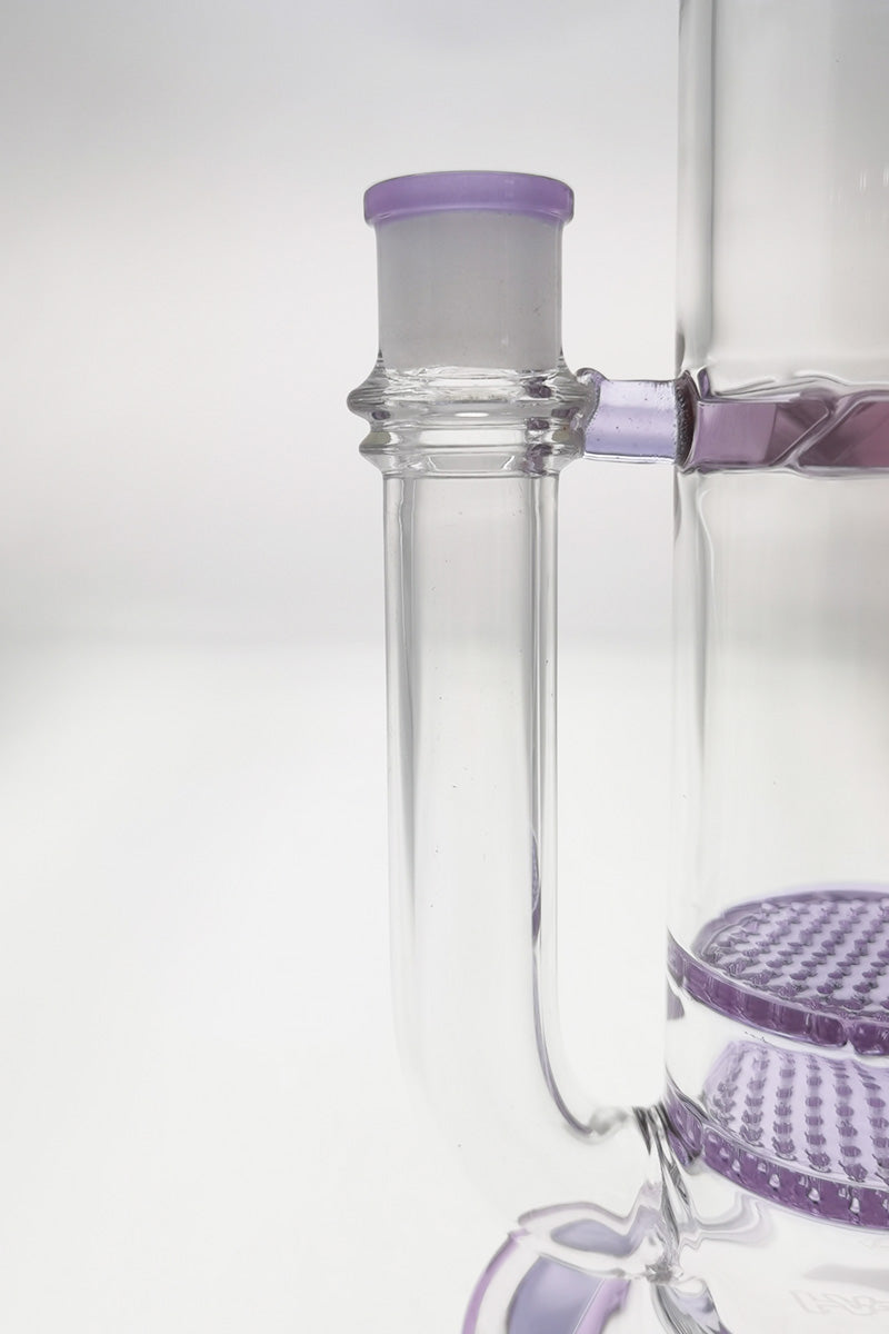 Close-up of Thick Ass Glass 16" Bong with Purple Honeycomb Percolator and 18mm Female Joint
