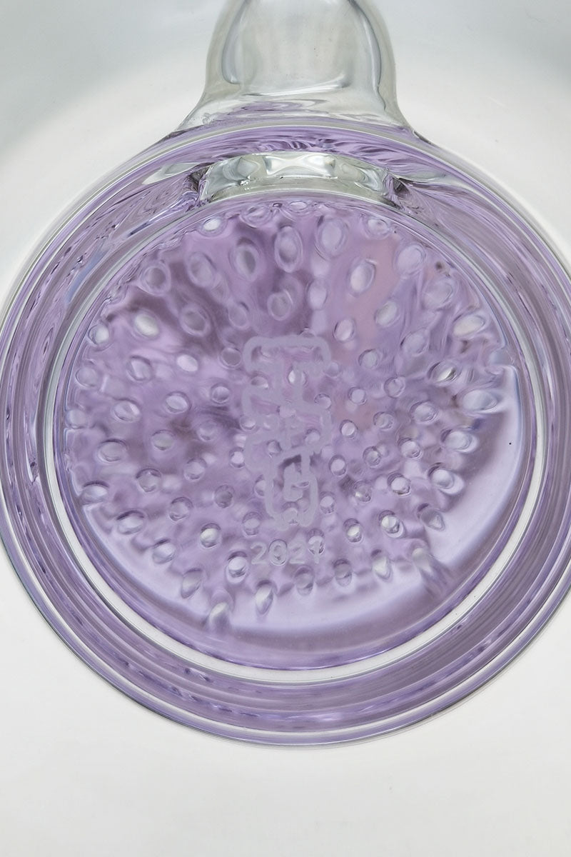 Close-up of TAG 16" Bent Neck Bong with Double Honeycomb & Spinning Splash Guard