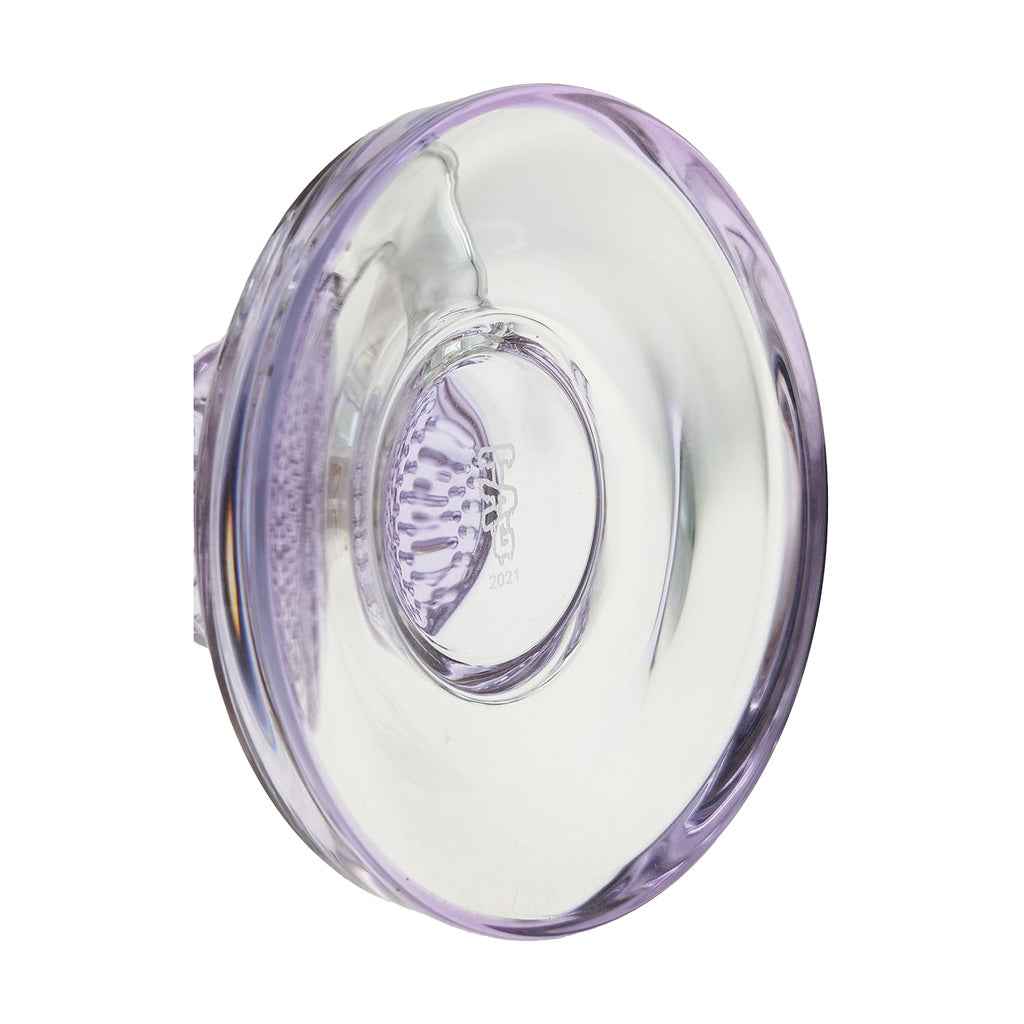 Top view of Thick Ass Glass 16" Double Honeycomb Bong with Spinning Splash Guard in Purple