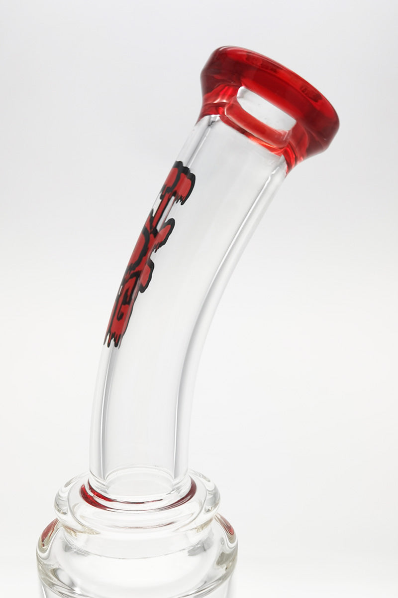 Thick Ass Glass 16" Double Honeycomb Bong with Spinning Guard in Red, Side View