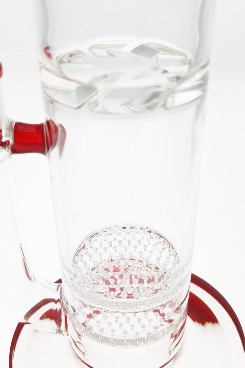 TAG 16" Bent Neck Bong with Double Honeycomb Percolators and Splash Guard, 18MM Female Joint