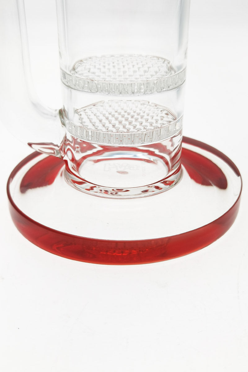 TAG 16" Bent Neck Bong with Double Honeycomb Percolator and Red Accents