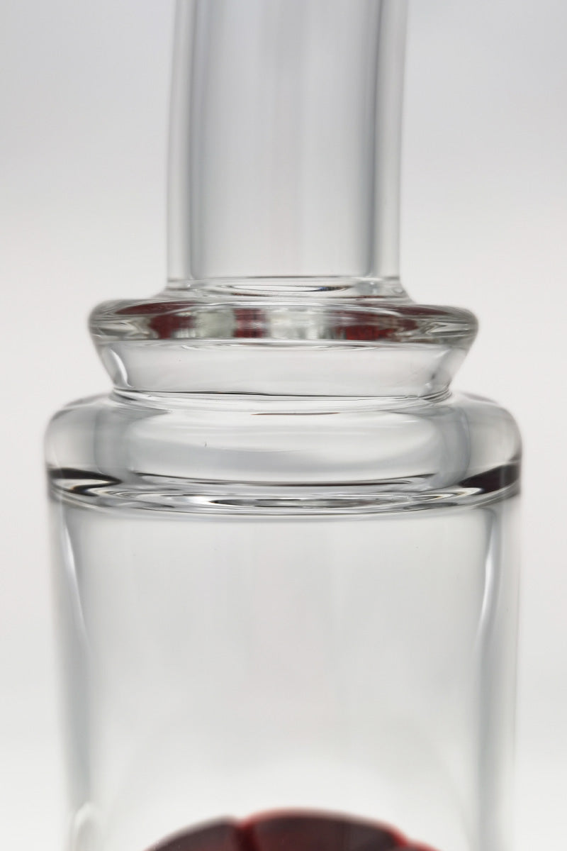 Close-up of Thick Ass Glass 16" Double Honeycomb Bong neck with clear glass detail