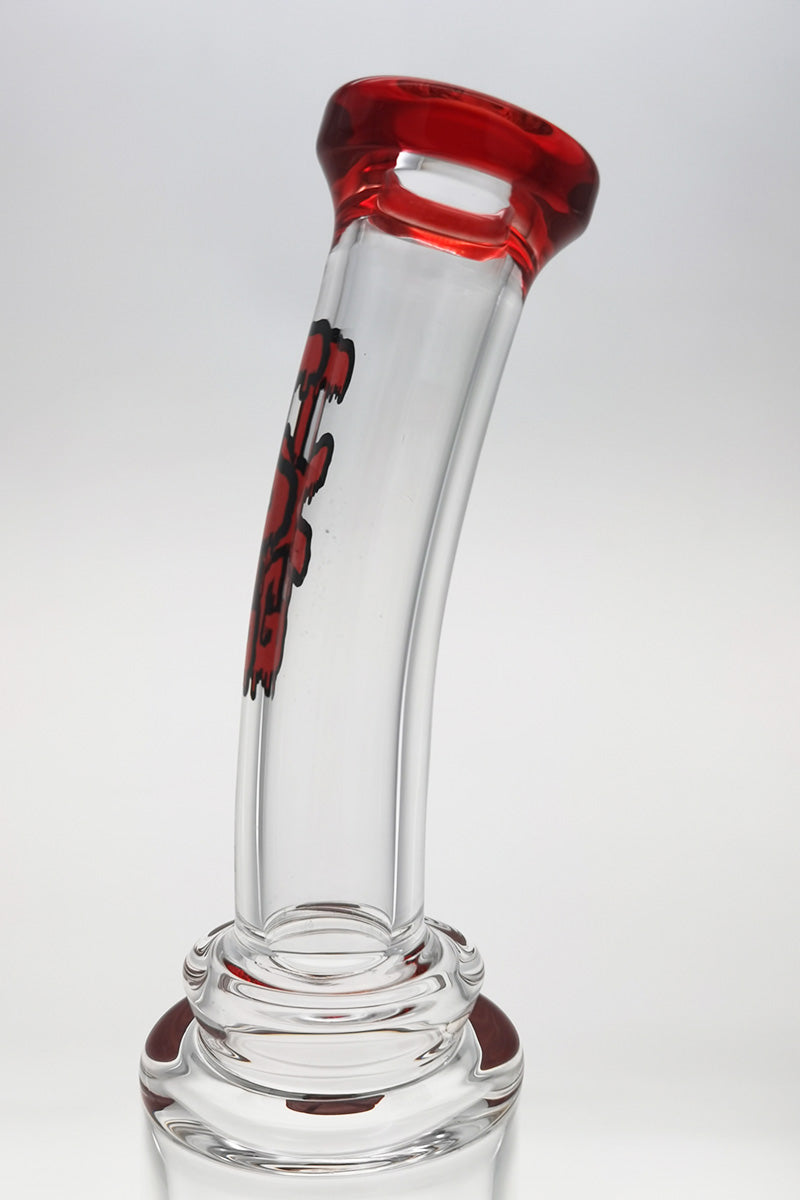 Thick Ass Glass 16" Double Honeycomb Bong with Spinning Guard, Clear with Red Accents