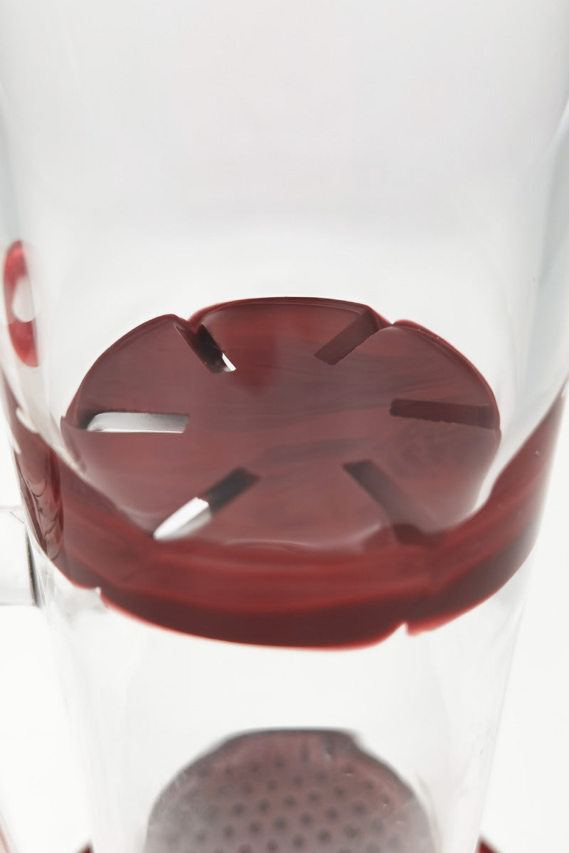 Close-up of TAG 16" Bong with Bent Neck and Red Double Honeycomb Percolator