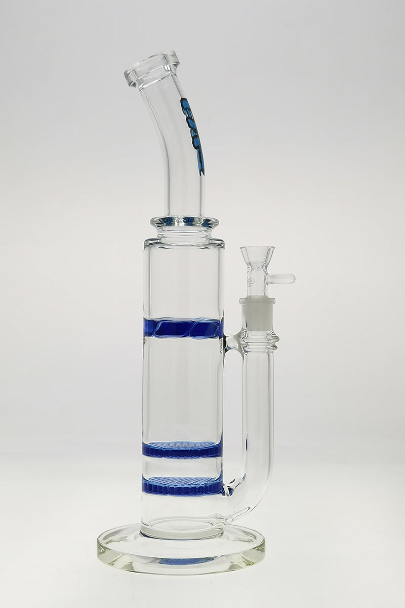 TAG 16" Bent Neck Bong with Double Honeycomb & Spinning Splash Guard, 18MM Female Joint