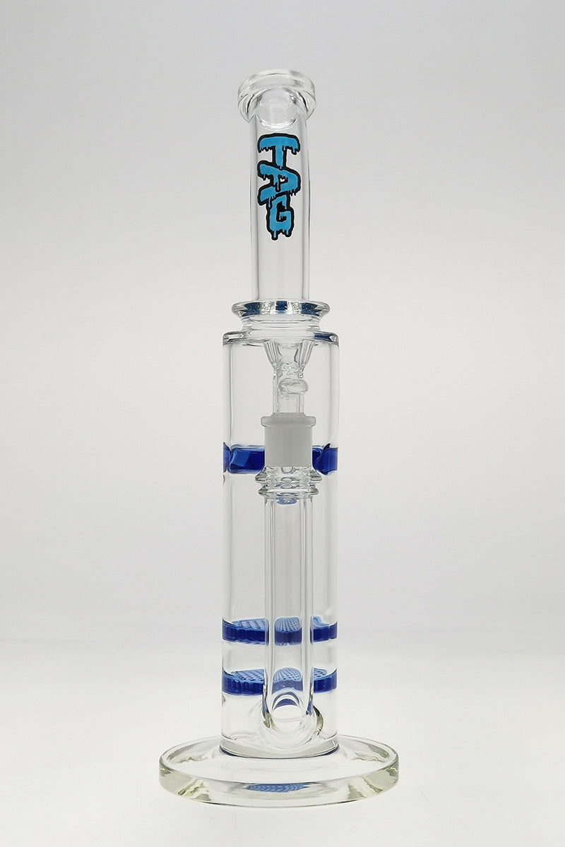 Thick Ass Glass 16" Double Honeycomb Bong with Spinning Guard in Clear and Blue