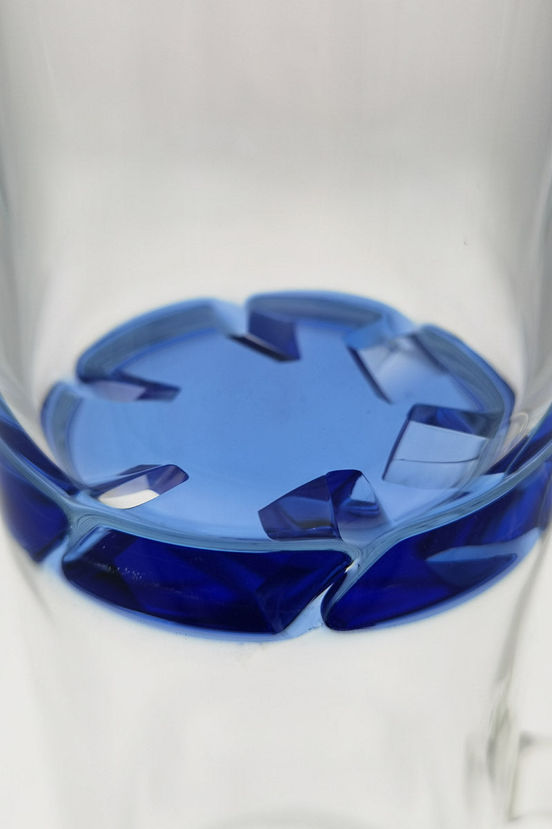 Close-up of TAG 16" Bong with Blue Double Honeycomb Percolator and Thick Glass