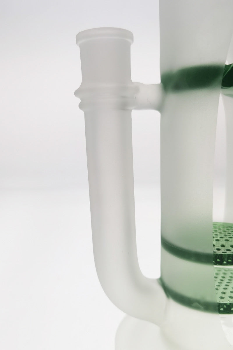 Close-up view of Thick Ass Glass 16" Quartz Bong with Double Honeycomb Percolator and Spinning Guard