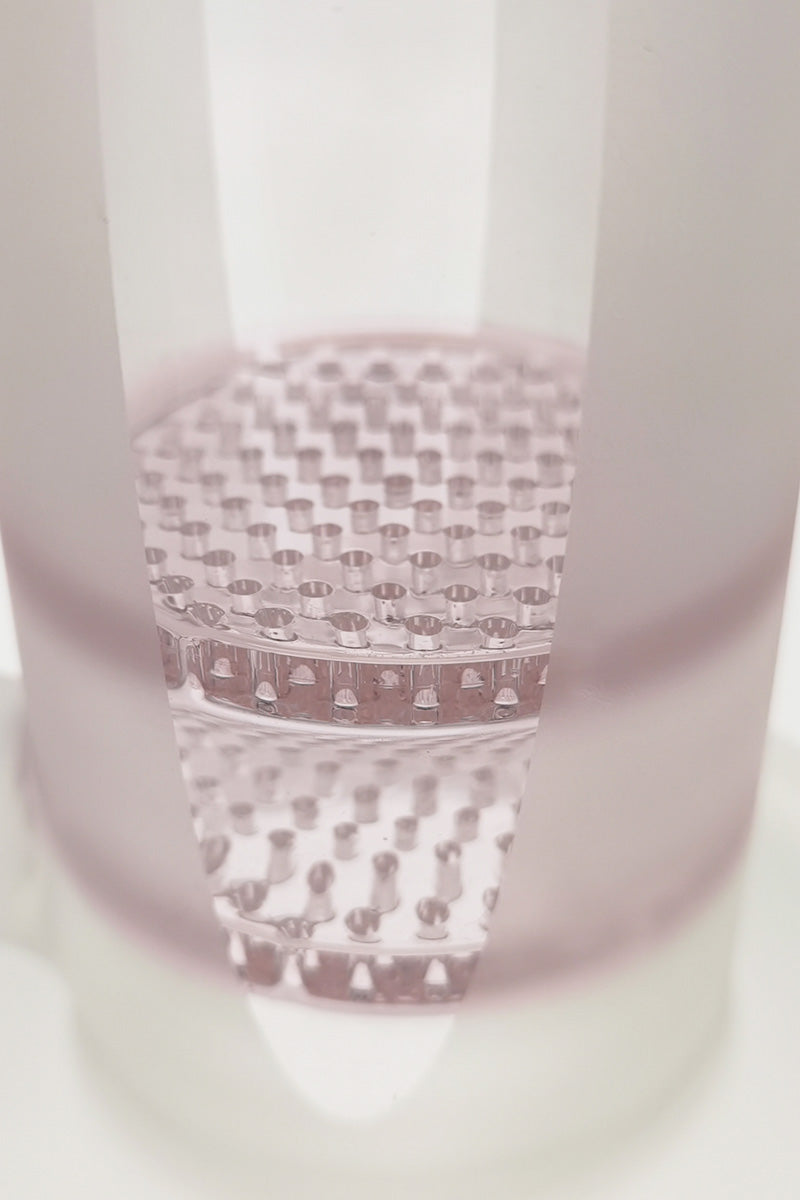 Close-up view of Thick Ass Glass 16" Quartz Bong with Dual Honeycomb Percolators