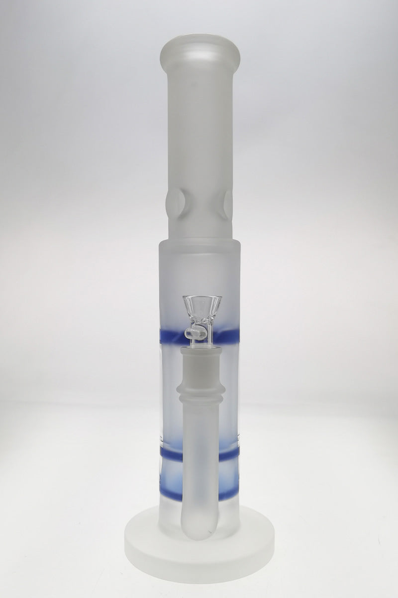 Thick Ass Glass 16" Quartz Bong with Double Honeycomb & Spinning Guard in Clear with Blue Accents